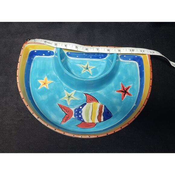 HausenWare Tropical Fish Ocean Appetizer Serving Bowl Platter Dish Chips Dip - Picture 9 of 10
